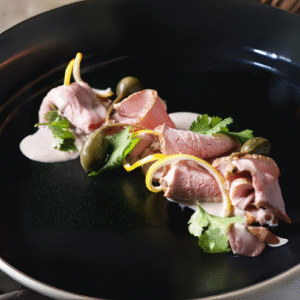 Vitello tonnato con fiori di capperi